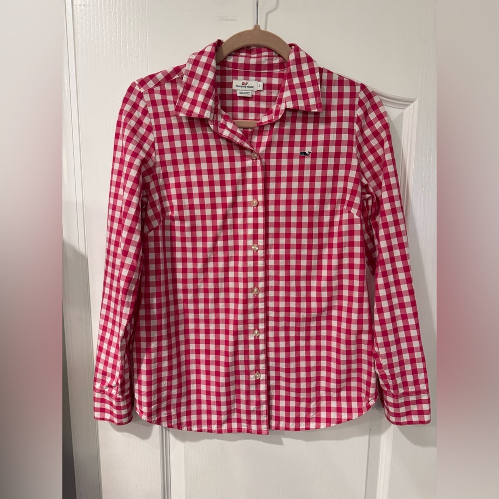 Vineyard Vines Pink Checkered Button Down Shirt